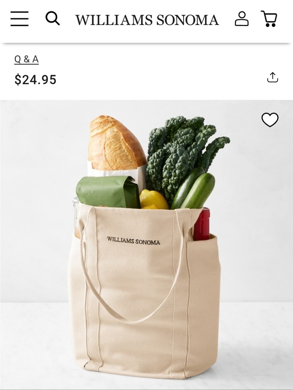 Williams Sonoma Heavyweight Canvas Tote Bag, MSRP: $24.95 - Picture 9 of 9